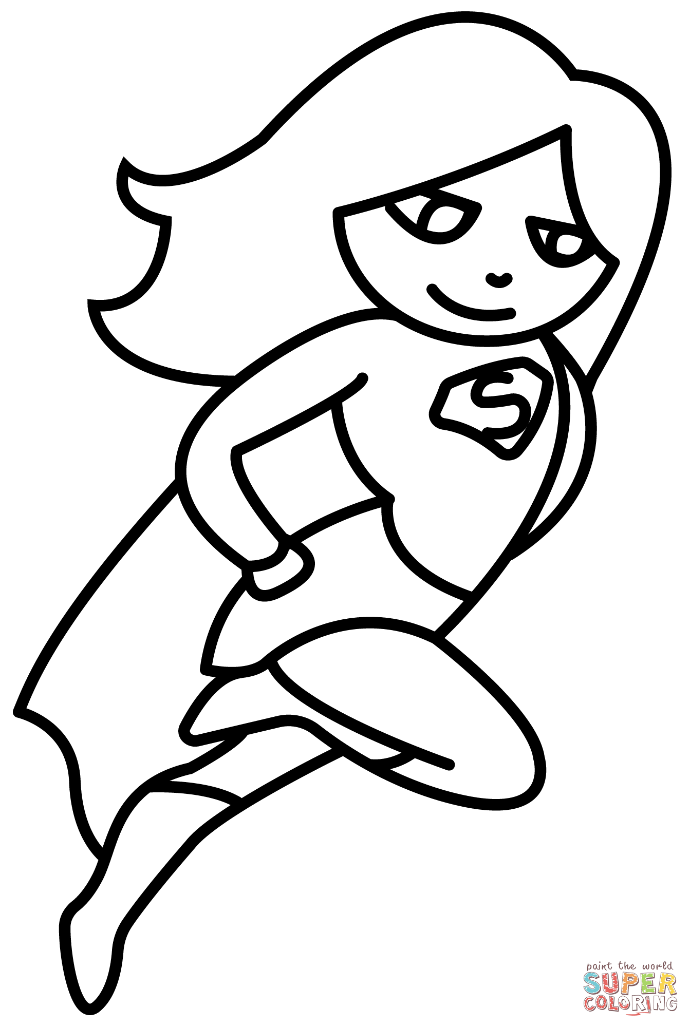 Chibi supergirl coloring page free printable coloring pages