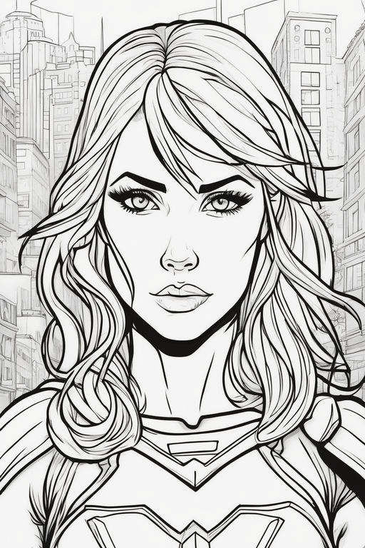 Supergirl in the detailed line art brian bolland style