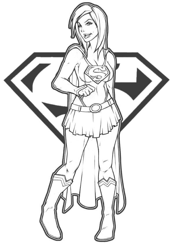 Cute supergirl coloring page