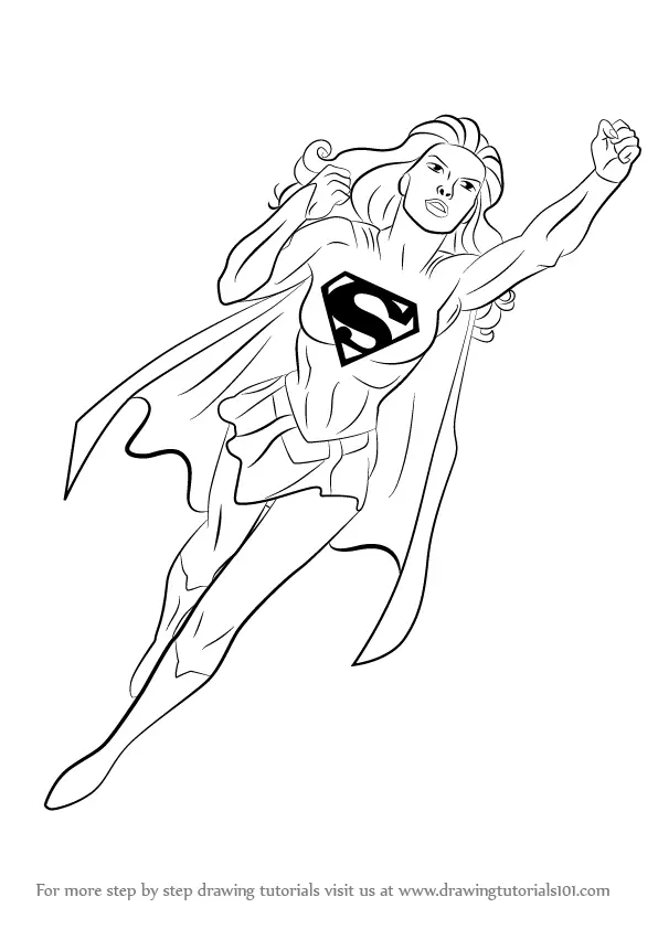 How to draw supergirl supergirl step by step