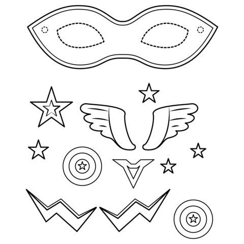 Superhero mask coloring page free printable coloring pages
