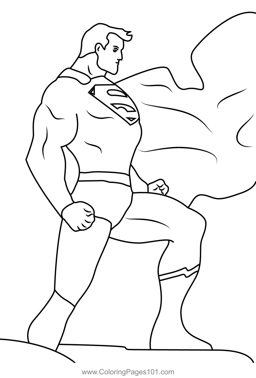 Superman standing coloring page for kids
