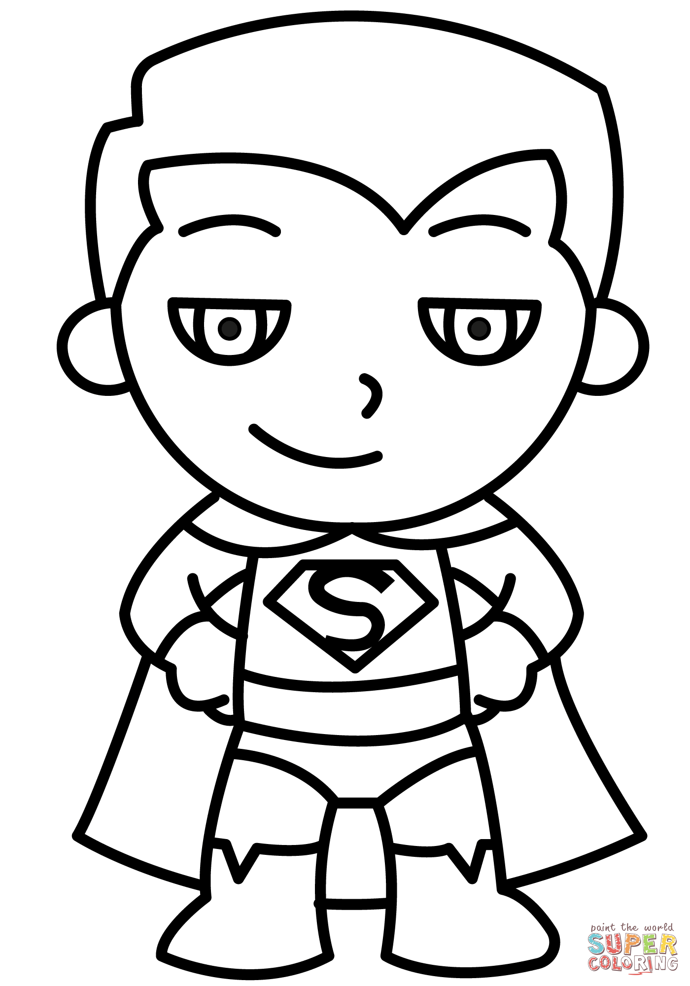 Chibi superman coloring page free printable coloring pages