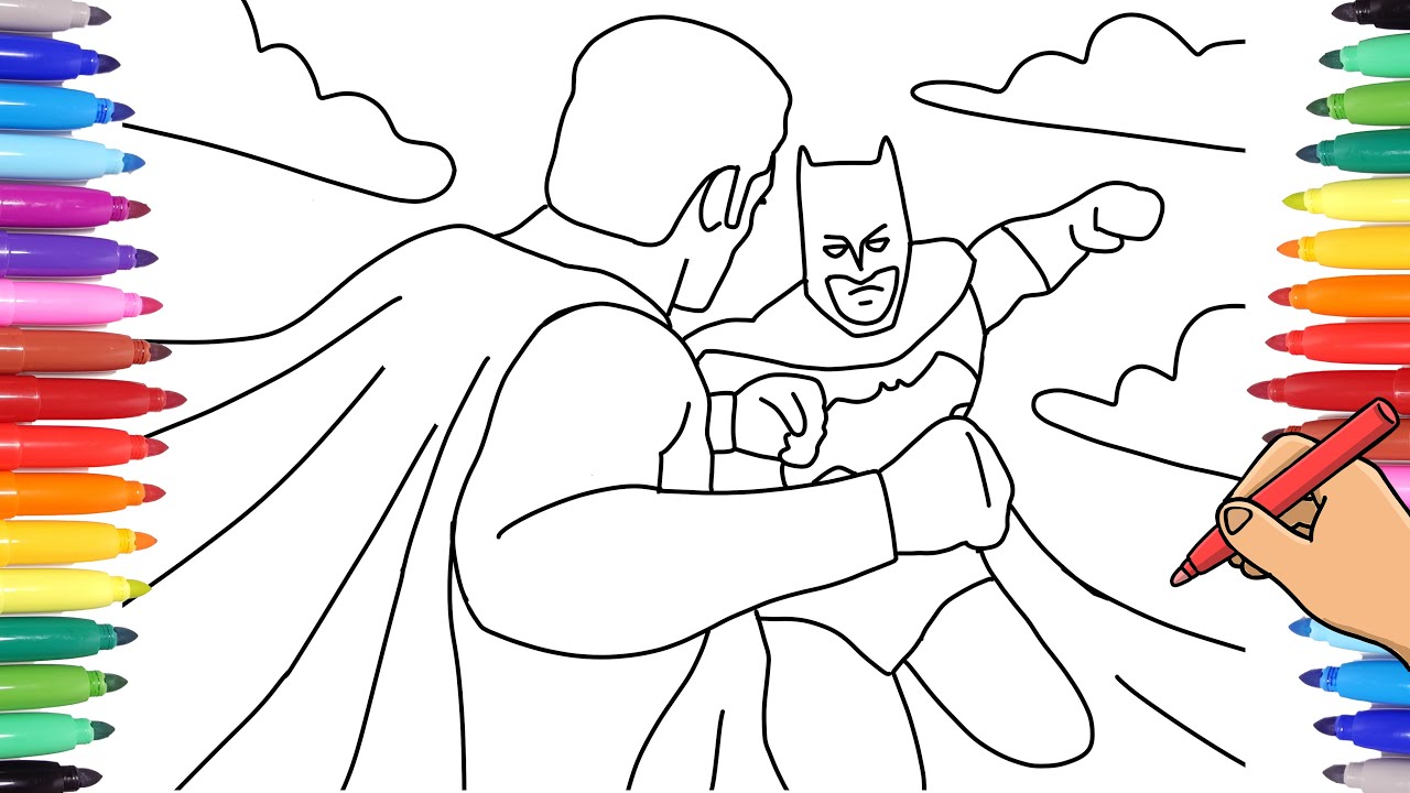 Watch how to draw a superheroes coloring page with markers