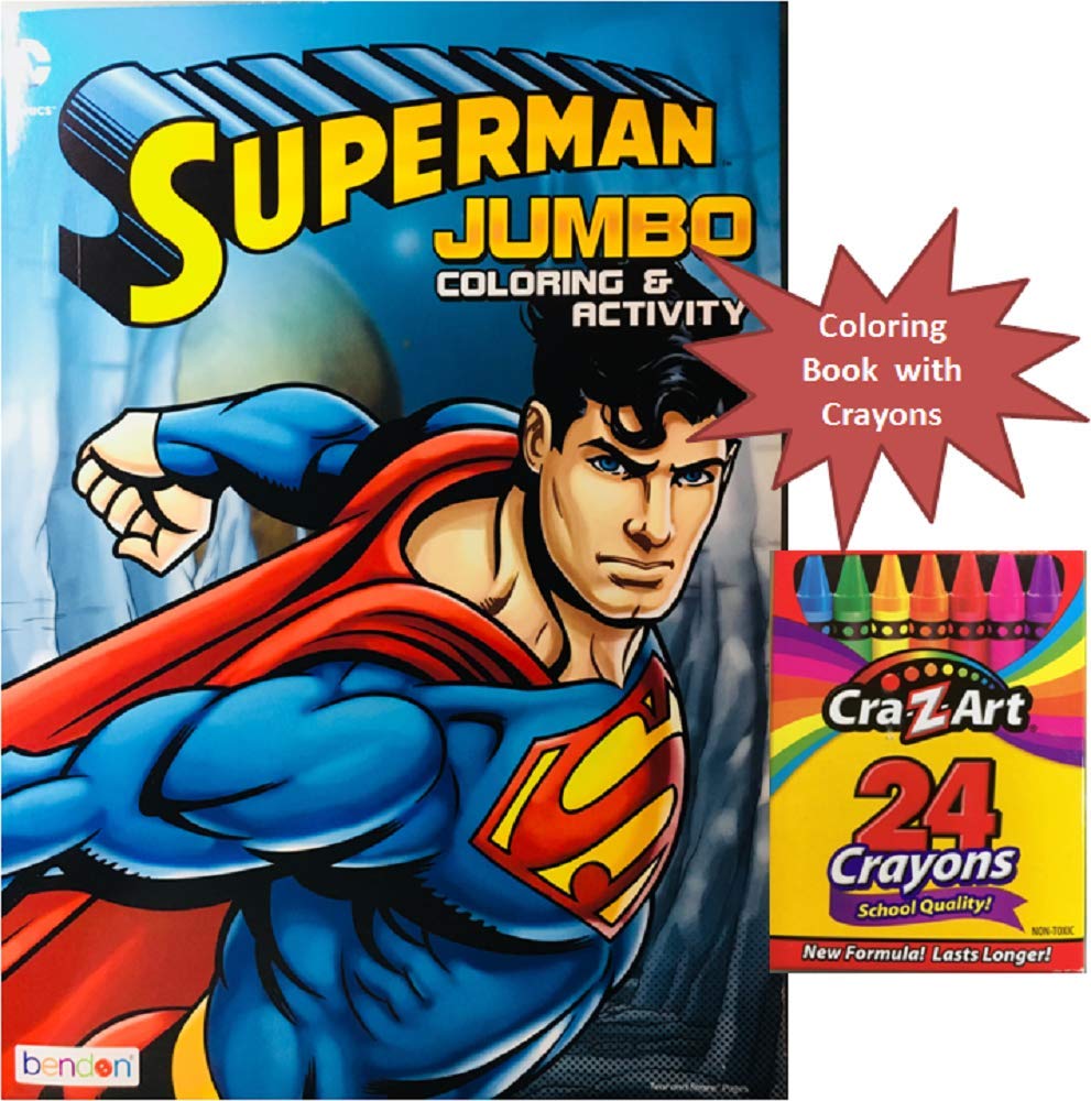 Party deal superman jumbo coloring activity book with crayons toys games