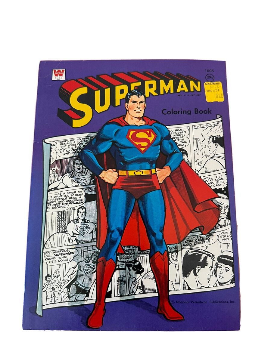 Vintage superman coloring book made in great britain justice league rare nm