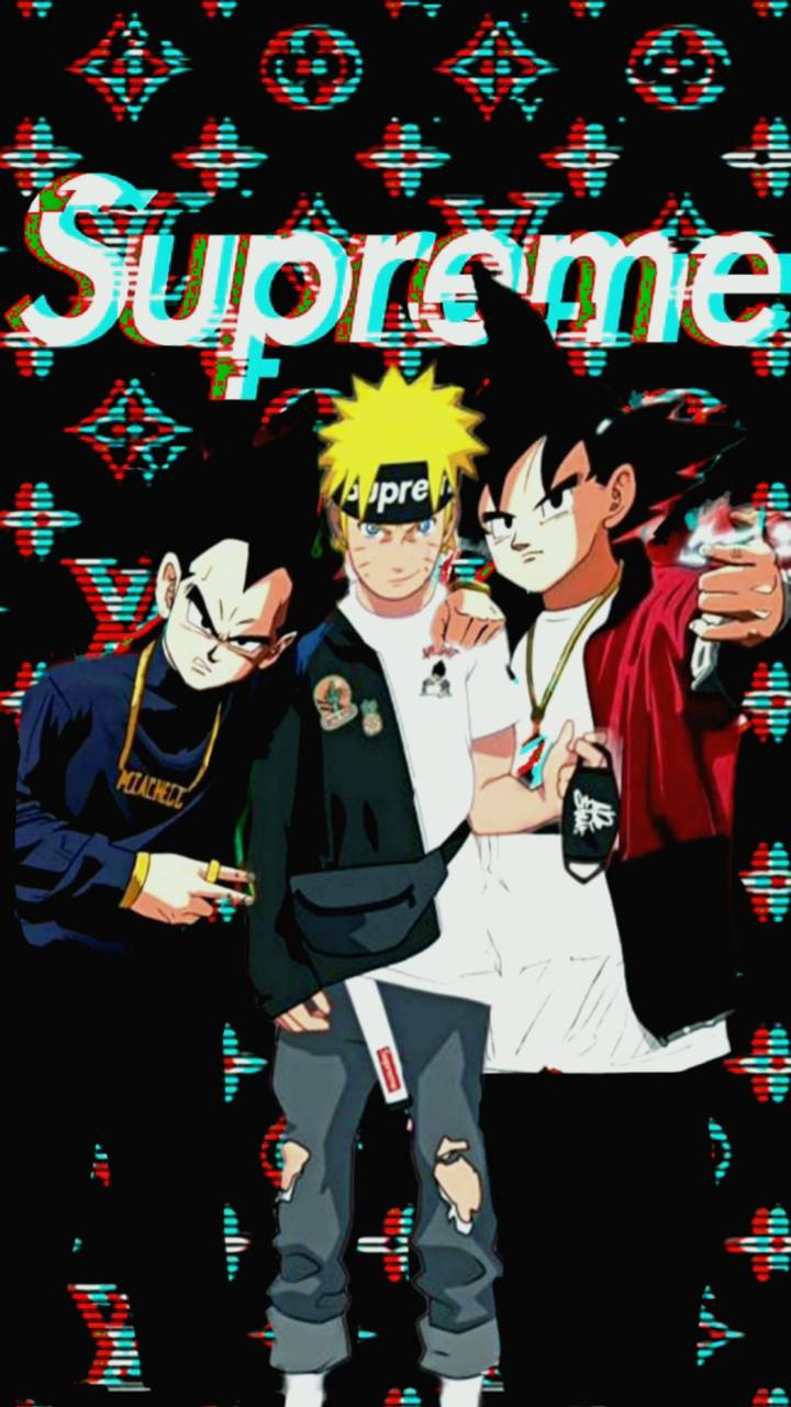 Anime characters wearing supreme wallpapers