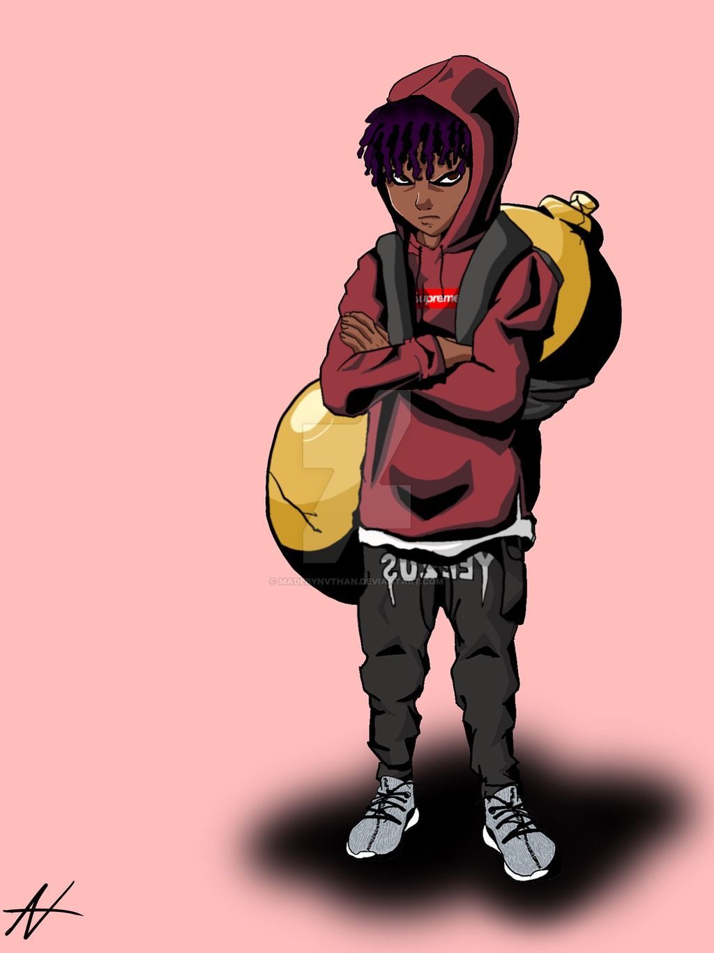 Anime characters wearing supreme s on