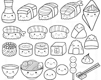 Kawaii sushi clipart kawaii sushi clipart cute sushi digital stamps cute japanese food clipart jap food coloring pages cute sushi rolls
