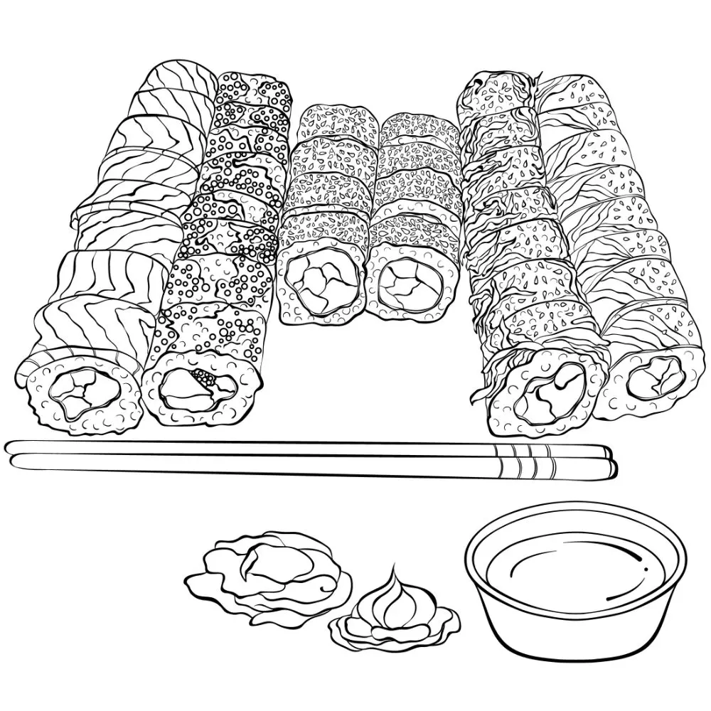 Free sushi coloring pages for download printable pdf