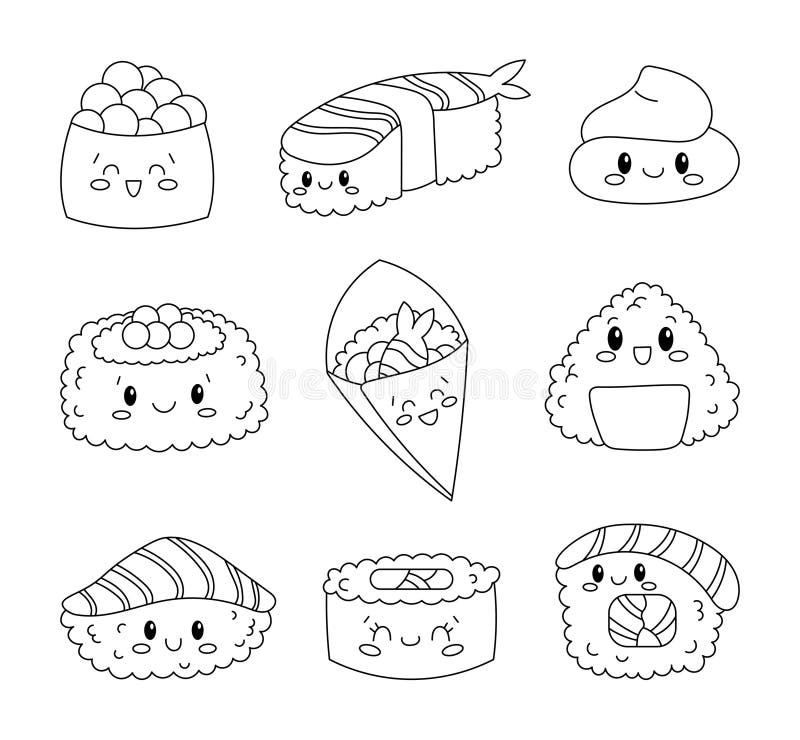 Sushi coloring stock illustrations â sushi coloring stock illustrations vectors clipart