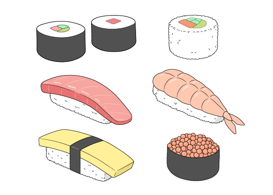How to draw sushi step by step