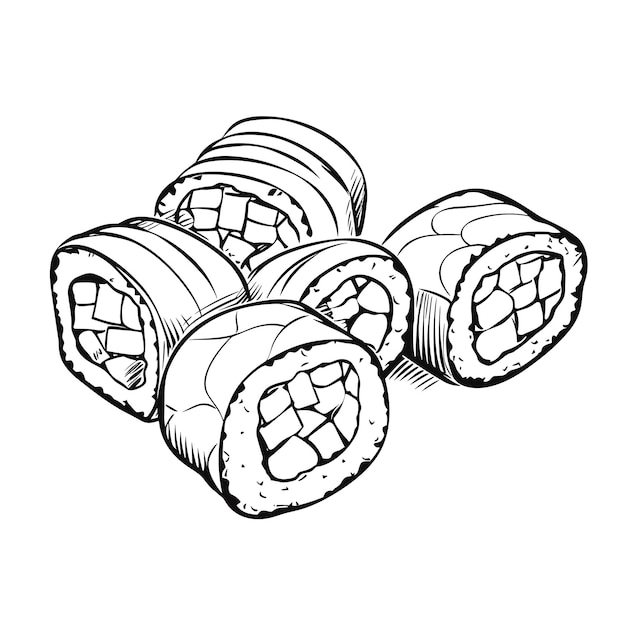 Premium vector sushi rolls japan coloring pages for kid