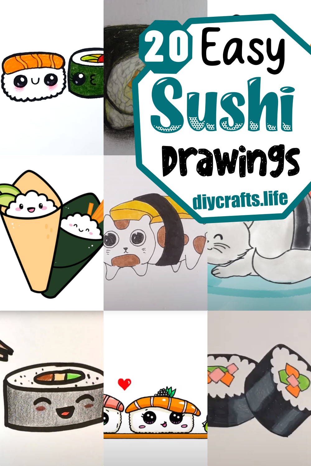 Cute sushi drawings