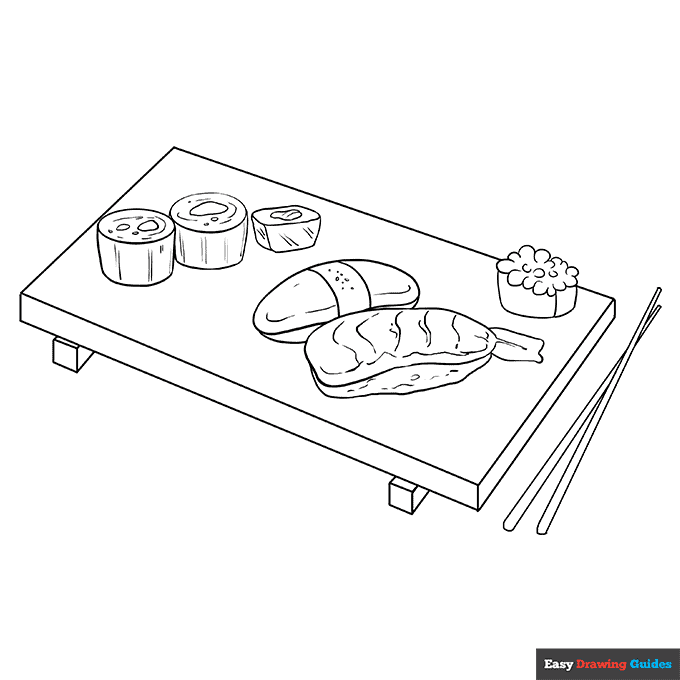 Sushi coloring page easy drawing guides