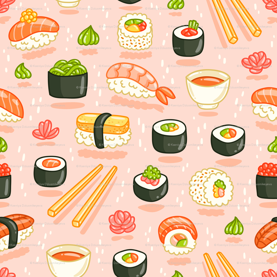 Cute cartoon sushi wallpapers