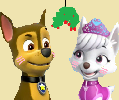 Chase and sweetie under the mistletoe by arvinsharifzadeh chase paw patrol under the mistletoe sweetie