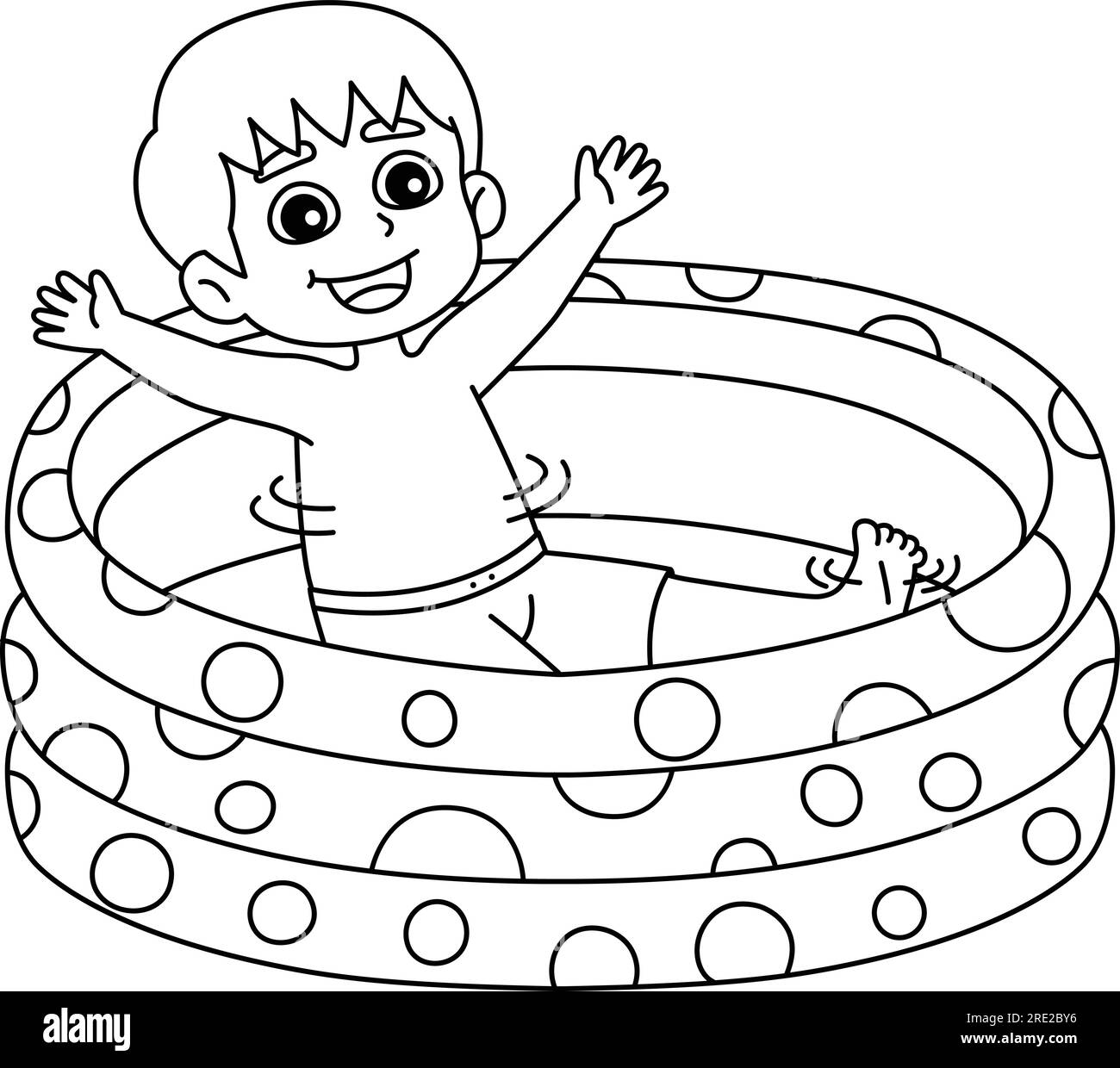 Boy in swimming pool summer isolated coloring page stock vector image art
