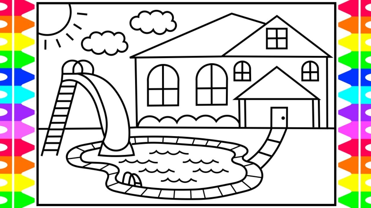 How to draw a swiing pool for kids ðswiing pool drawing swiing pool coloring pages for kids