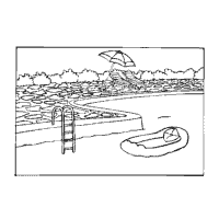 Summer swimming pool coloring pages