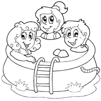 Three in a pool coloring pages