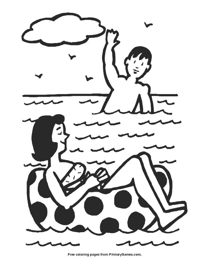 People swimming coloring page â free printable pdf from