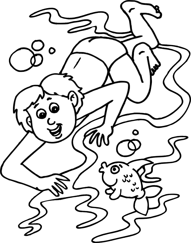 Swimming coloring pages