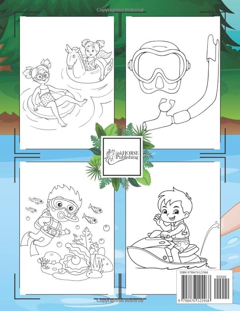 Swimming coloring book for kids ages