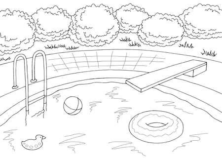 Swimming pool coloring page stock illustrations cliparts and royalty free swimming pool coloring page vectors