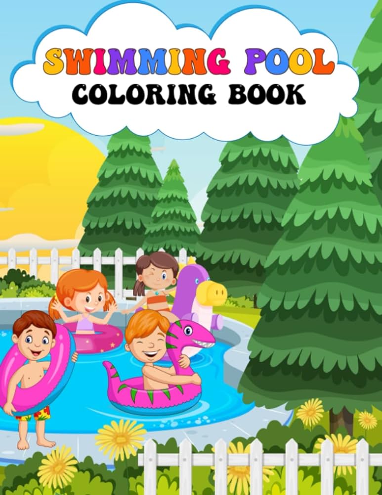 Swimming pool coloring book for kids