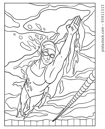 Swimming coloring page for kids