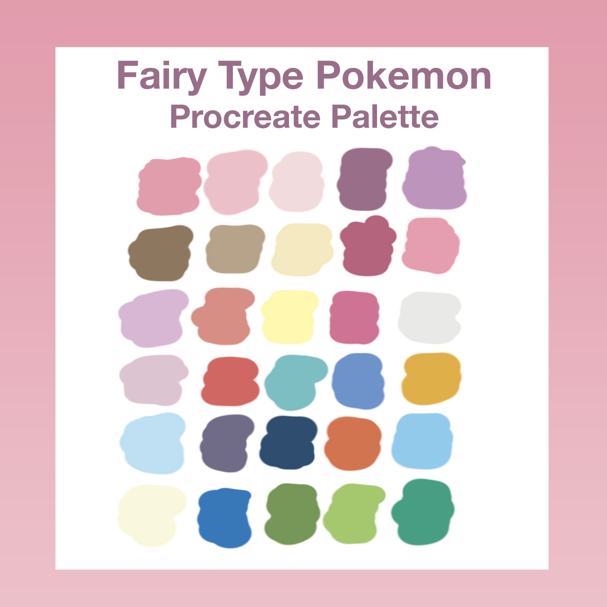 Fairy type pokemon procreate palette pokemon inspired swatches instant download