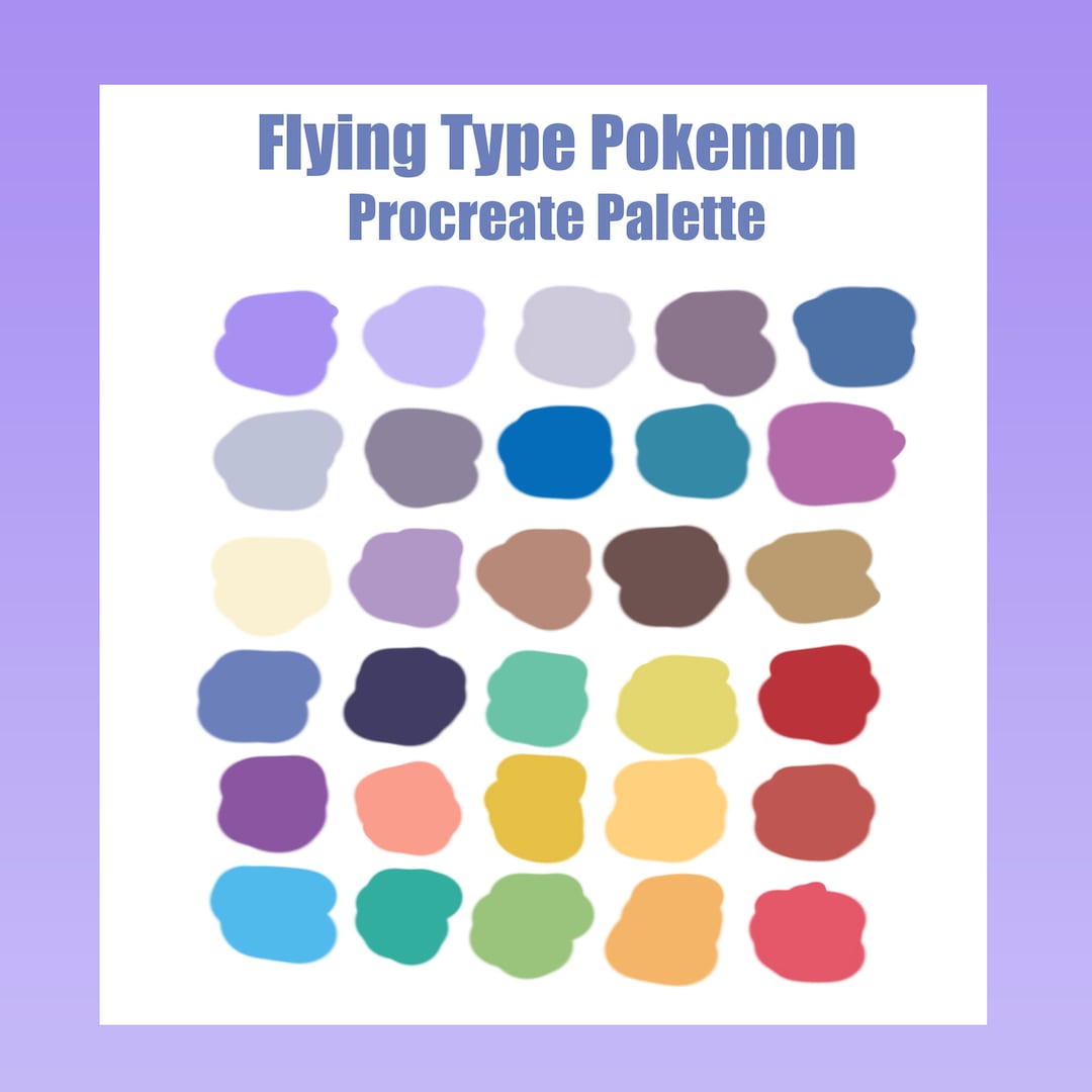 Flying type pokemon procreate palette pokemon inspired swatches noibat golbat gyarados flying colors