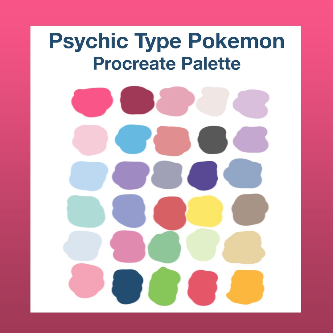 Psychic type pokemon procreate palette pokemon inspired swatches abra kadabra alakazam espeon colors