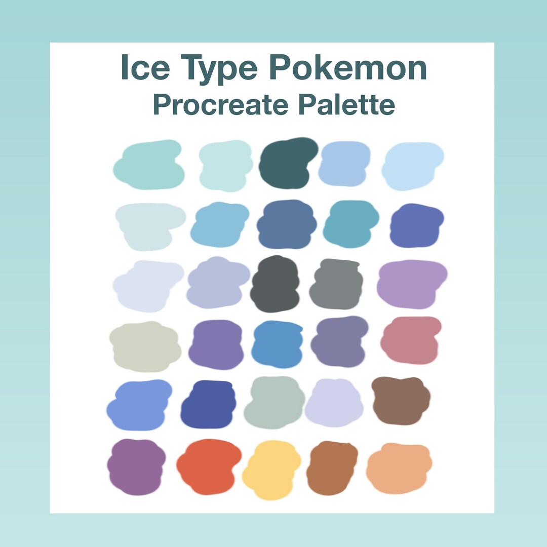 Ice type pokemon procreate palette pokemon inspired swatches glaceon ice colors