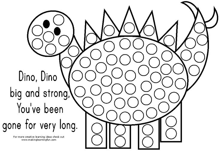 Dino do a dot art coloring page dot marker activities do a dot preschool fun