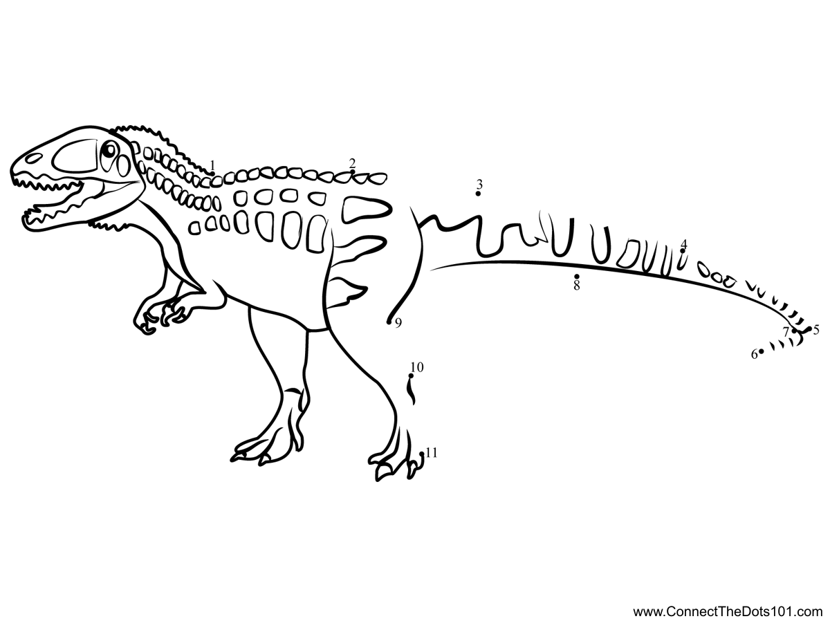 Carcharodontosaurus dinosaur dot to dot printable worksheet
