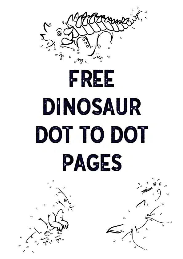 Free printable dinosaur dot to dot pages