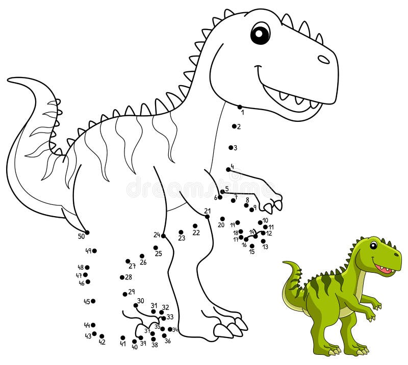 Dot to dot giganotosaurus dinosaur isolated stock illustration