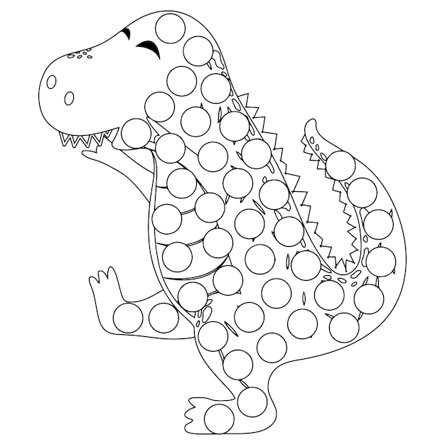 Premium vector dinosaur dot marker coloring pages for kids premium vector
