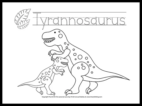 Free dinosaur coloring pages â the art kit
