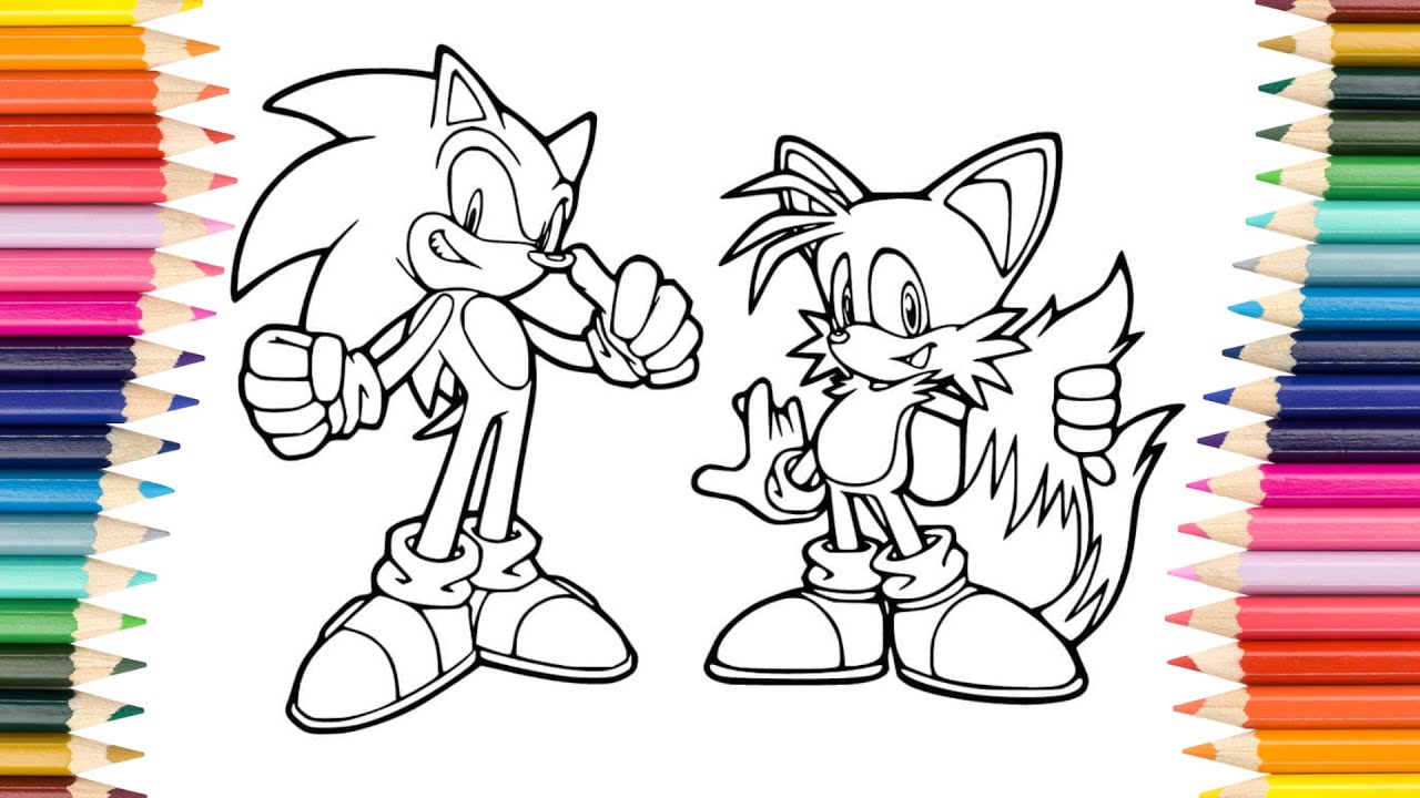 Sonic and classic tails coloring page