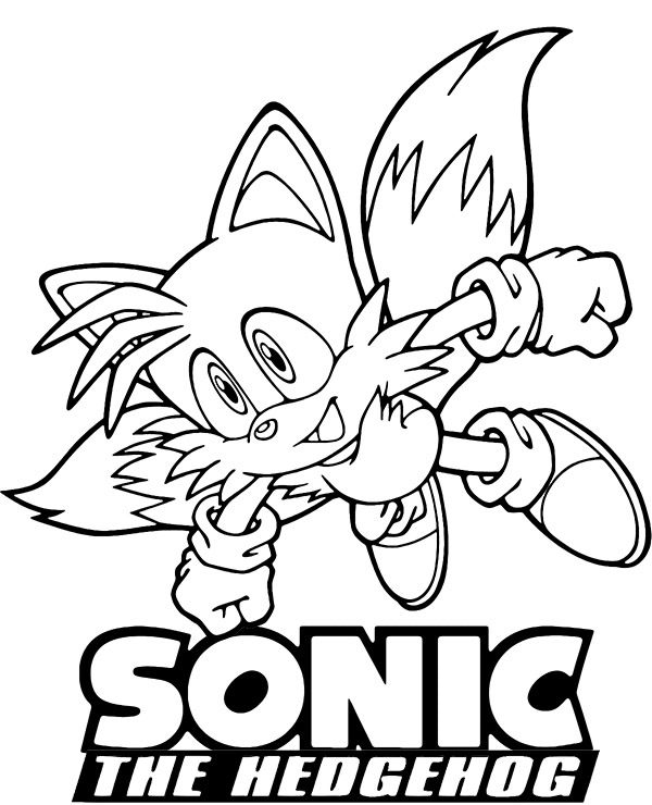 Sonic coloring page with tails