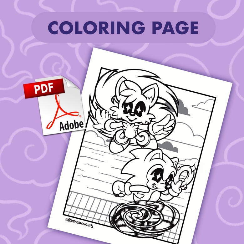 Sonic and tails printable coloring sheet