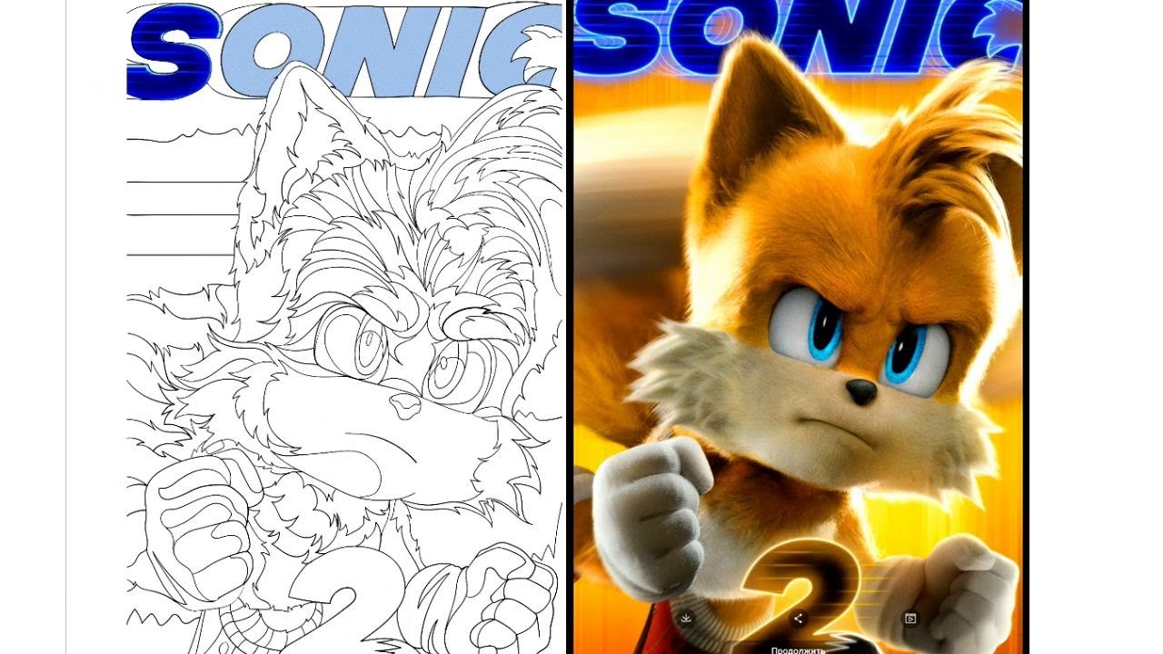 Sonic movie tails coloring pages game asmr digital coloring app
