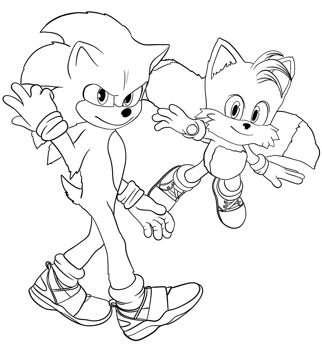 Sonic and tails from sonic movie coloring pages