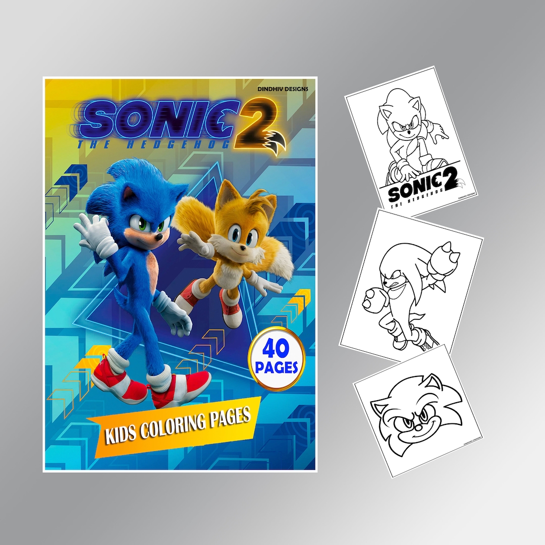 Sonic the hedgehog movie coloring pages ready to print digital delivery pages for kids and adults