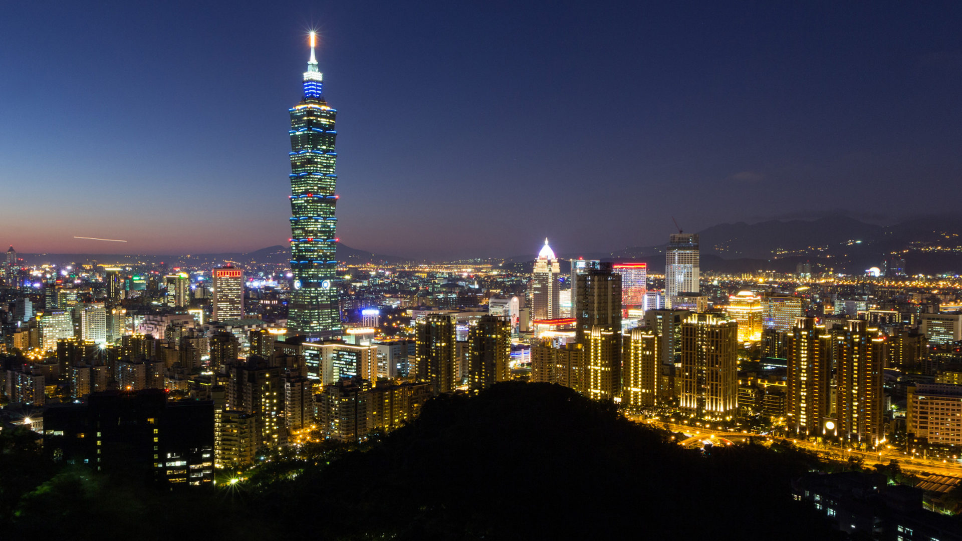 Taipei city skyline skyscrapers buildings night photography taiwan republic of china k ultra hd wallpaper for desktop
