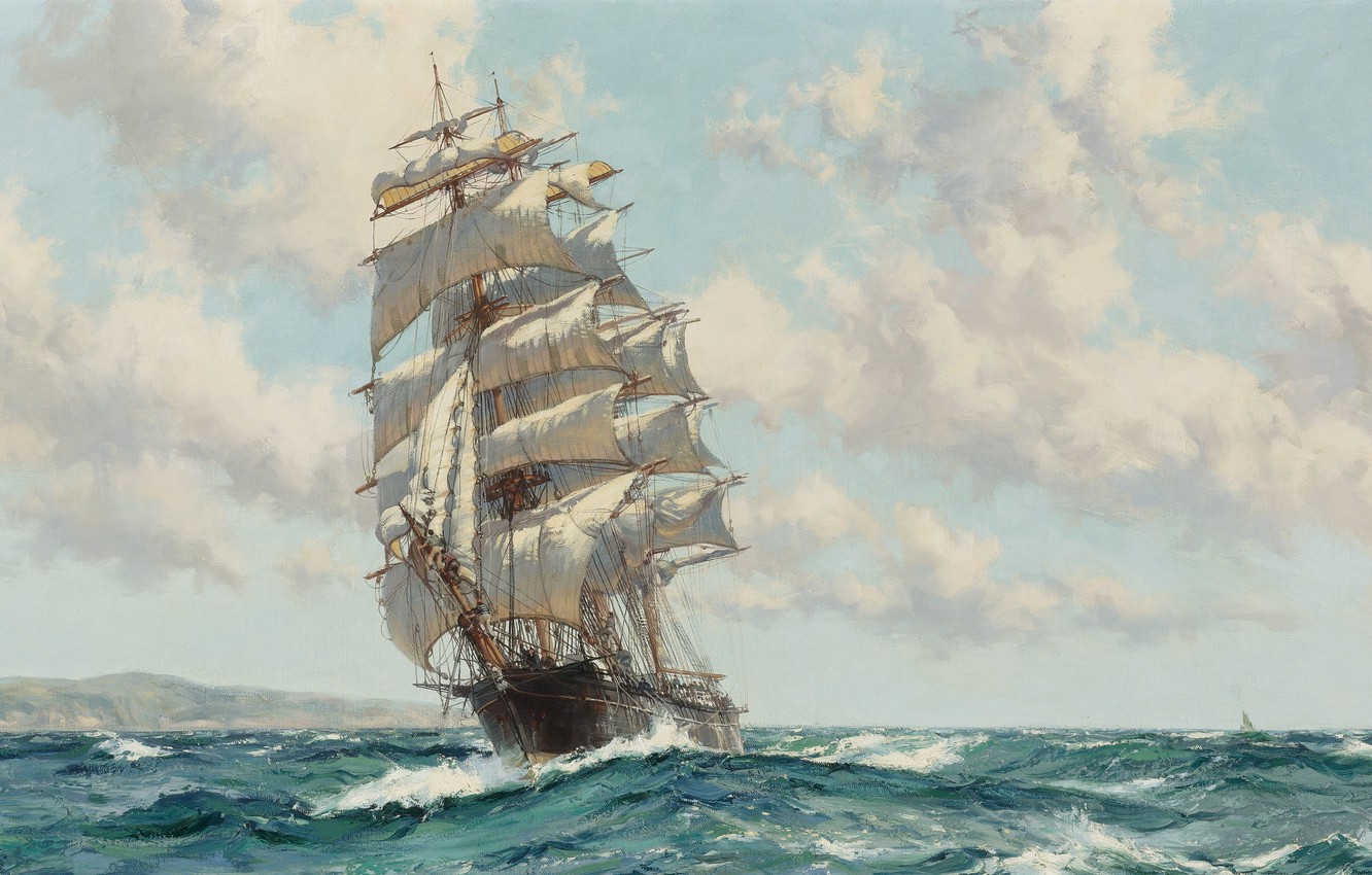 Wallpaper sea wave frigate oil painting sailing ship images for desktop section ððððððññ