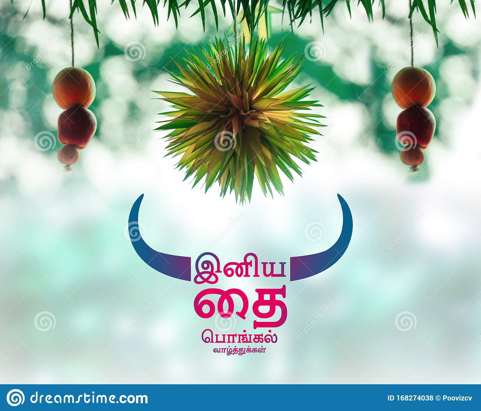 Happy pongal wishes in tamil stock photo